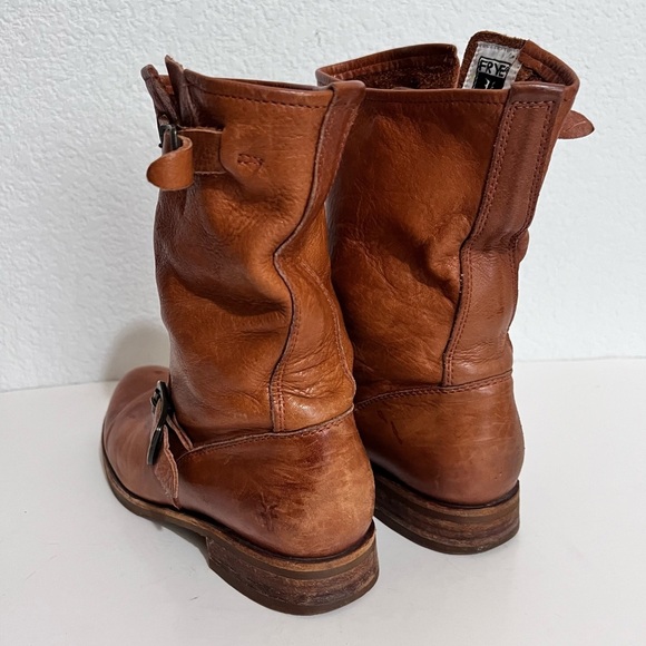Frye Veronica Whiskey Short Mid Calf Belted Leather Moto Boots 7 - Picture 8 of 16